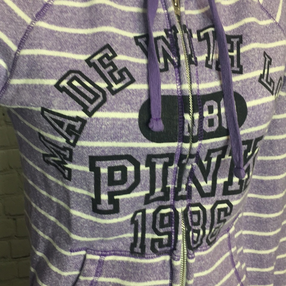 PINK Victoria’s Secret Striped Full Zip Hoodie - Picture 2 of 8